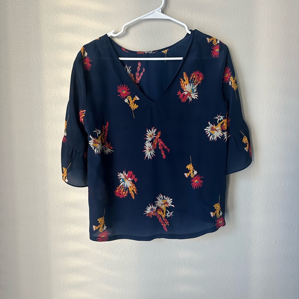 Madewell Navy Floral Blouse - Picture 4 of 6